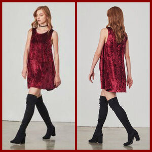 💕BB DAKOTA💕 Meyer Red Crushed Velvet Shift Dress
